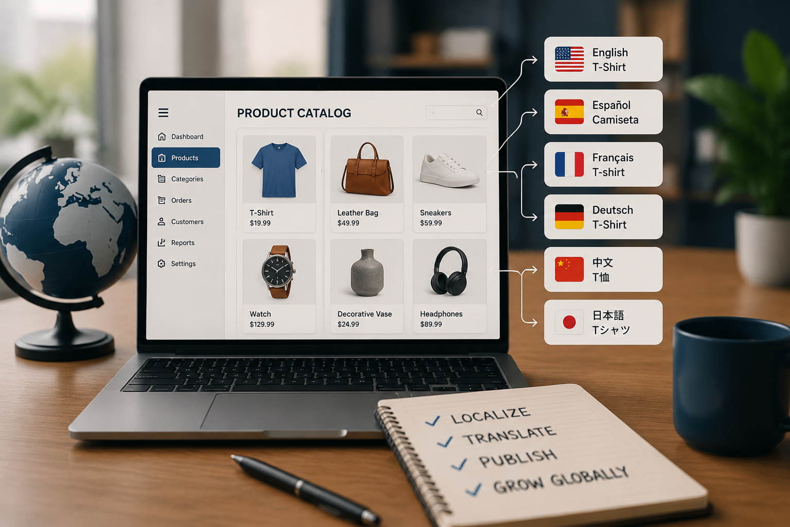 Management of Multilingual Product Catalogs Globally